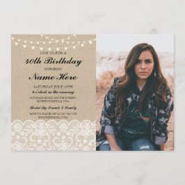Foto Geburtstagsparty 40. 50. Rustikale Burlap Lac Einladung