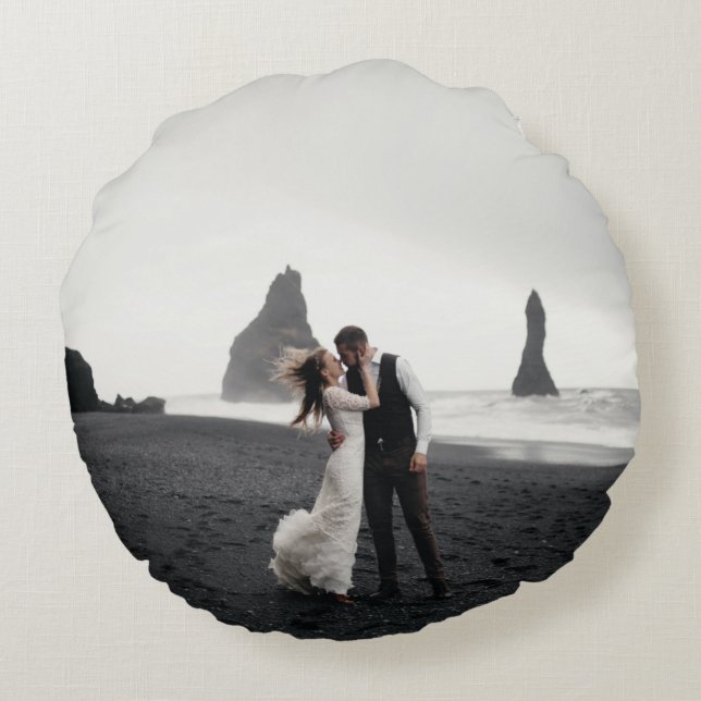 Foto-Gedächtnis Hochzeitssache Rundes Kissen (Rückseite)