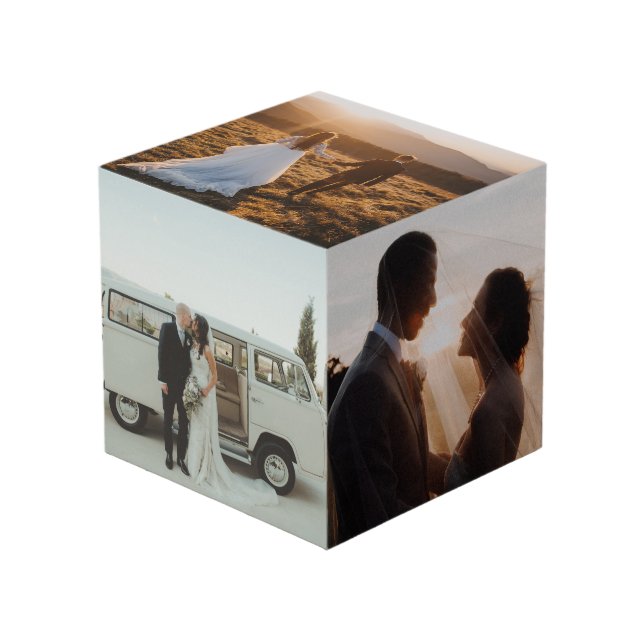 Foto-Gedächtnis Hochzeitssache Würfel (Vorderseite Schrägansicht)