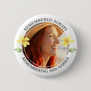 Foto-Gedenk-Erinnerung Gelbe Blume Button