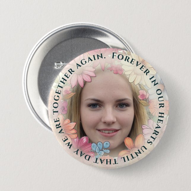 Foto-Gedenk- und Blumen-Button Button (Vorne & Hinten)