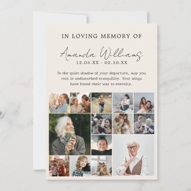 Foto Gedenkfeier - 15 FotoCollage Dankeskarte (Vorderseite)