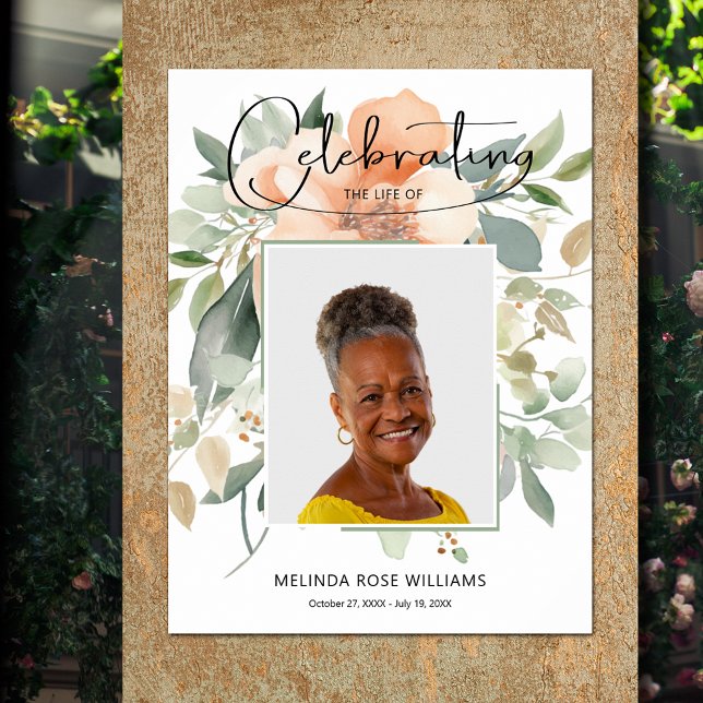 Foto Gedenkfeier Totenbeerdigung Poster (Celebration of Life photo memorial funeral poster - INSTANT DOWNLOAD or PRINTED (framed, too))