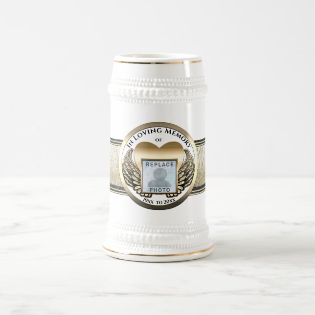 Foto-Gedenkherz hinzufügen Bierglas (Mittel)