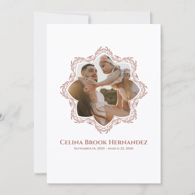 Foto-Gedenkprogramm — Rose Brown Rahmen Einladung (Vorderseite)
