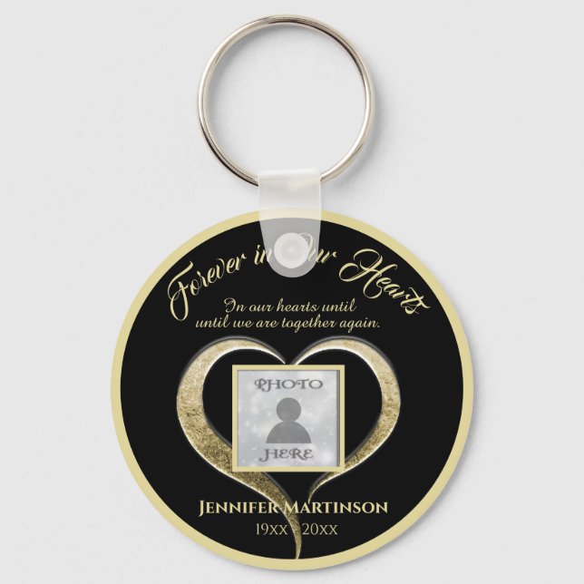 Foto-Gedenkstätte für immer in unseren Herzen Schlüsselanhänger (Vorderseite)