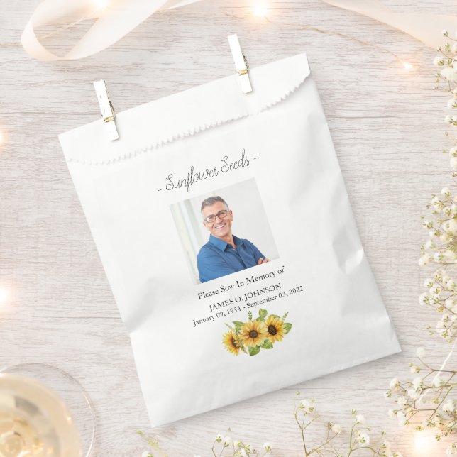 Foto Gedenkstätte Sonnenblumen Samen Beerdigung Ta Geschenktütchen (Ausgeschnitten)