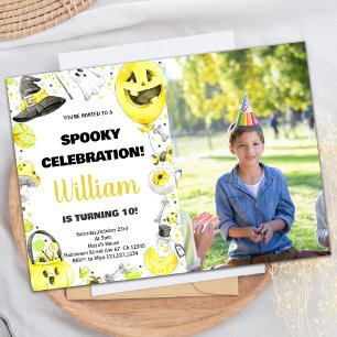 Foto-Gelb-Grün-Halloween-Einladungen Einladung