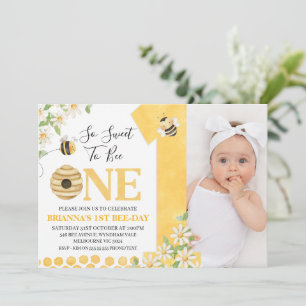 Foto Gelbe Daisy Biene Erster Bee-Tag Geburtstag Einladung