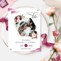 Foto-, geometrische Berry- und Blush-Floral-Hochze