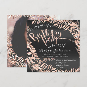 Foto Gerahmte Rose Gold Black Royal Einladung