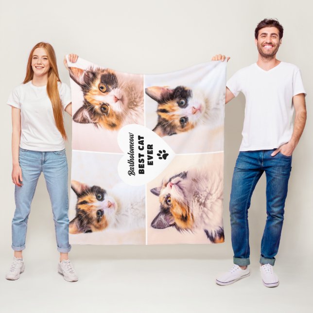 Foto Geschenk für Katzen Vater Personalisiert Name Fleecedecke (Beispiel)