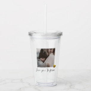 Foto-Geschenk für Mama mit Lid & Straw Acryltrinkbecher