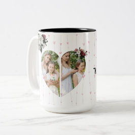 Foto Geschenk in Form eines Weißherzes Zweifarbige Tasse