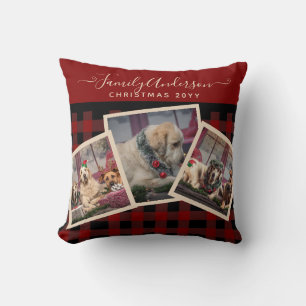 Foto Geschenk Weihnachten Buffalo Karierte Familie Kissen