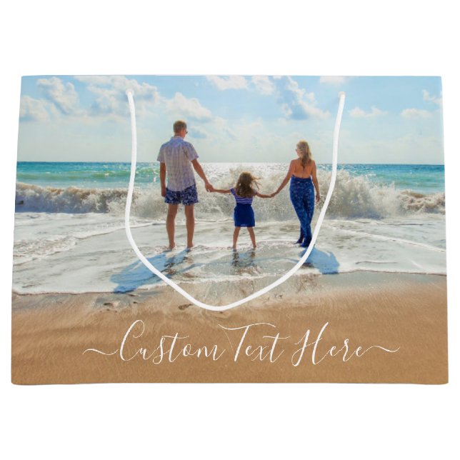 Foto-Geschenktasche mit Ihren Fotos und Text Große Geschenktüte (Vorderseite)