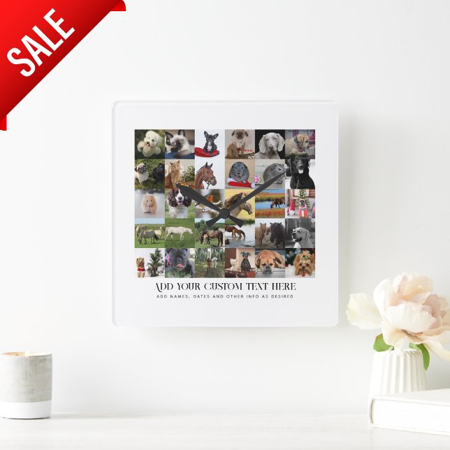 FOTO GIFTS VORLAGEN FAMILIENFREUNDE PETS CUSTOM QUADRATISCHE WANDUHR (Von Creator hochgeladen)