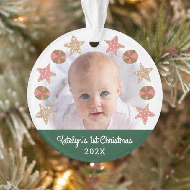 Foto Gingerbread Girl Green Ornament (Baum)