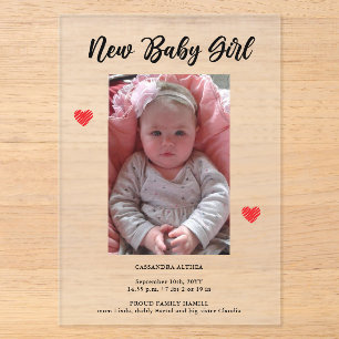 Foto Girl Birth Mattierte Akronylic Announctions-K Acryleinladungen