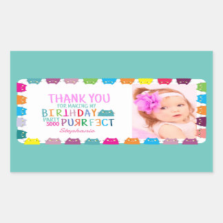 Foto Girl Birthday Vielen Dank Rechteckiger Aufkleber