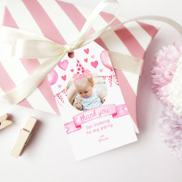 Foto Girl Bow Coquette Pink Geburtstag Vielen Dank Geschenkanhänger