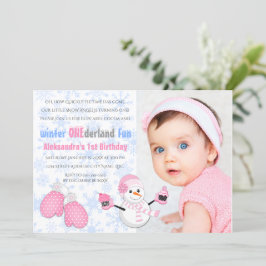 Foto Girls Winter ONEderland Geburtstagsparty Einladung