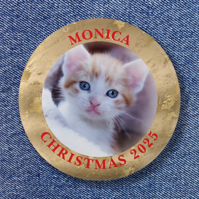 Foto Glam Gold Marmorgrenze Button (Family Photo Glam Gold Marble Border Button)