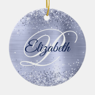 Foto Glitterndes Blasses Metallisches Periwikle-Mo Keramik Ornament