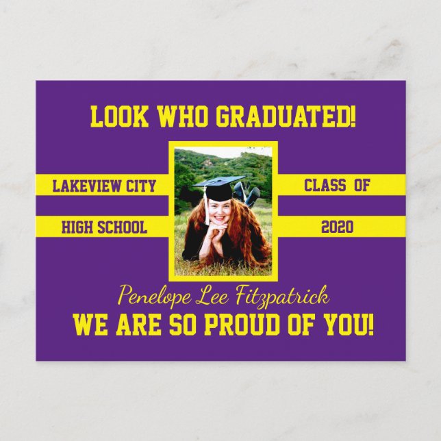 Foto Glückwunsch Grads Wählen Sie Ihre Schulfarben Postkarte (Vorderseite)