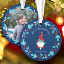 Foto Gnome Sweet Gnome Floral Wreath Elf Blue