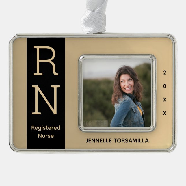 Foto Gold Black RN Nurse Rahmen-Ornament Silber (Vorderseite)