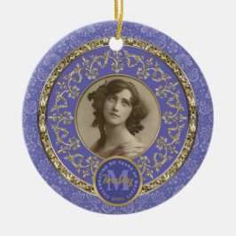 Foto Gold Classic Damask Gedenk Lavendel Keramik Ornament