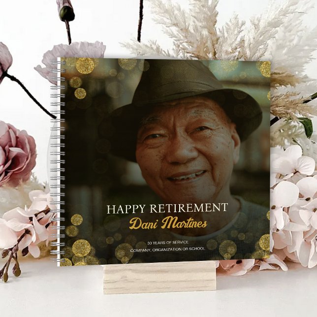Foto Gold Confetti Happy Retirement Party Guest Notizbuch (Photo Gold Confetti Happy Retirement Party Guest Notebook)