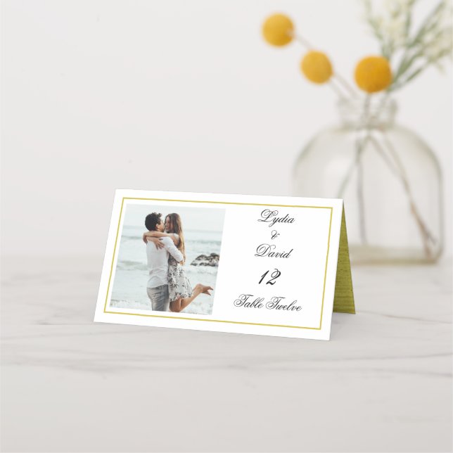 Foto Gold Elegante Hochzeit Tischnummer Platzkarte (Vorderseite)
