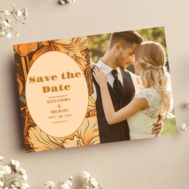 Foto Gold Floral Art Hochzeit im Jugendstil Save The Date (Von Creator hochgeladen)