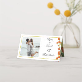 Foto Gold Floral Elegante Hochzeitsfeier Tischnumm Platzkarte