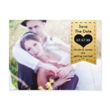FOTO Gold Foil & Black SAVE THE DATE Postkarte