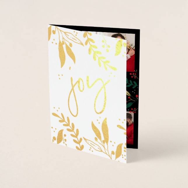 Foto Gold Joy Weihnachtsgrün Moderne Folienkarte (Vorderseite)