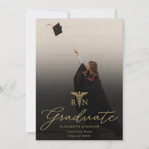 Foto Gold Schrift RN Examensfeier Pflege Einladung