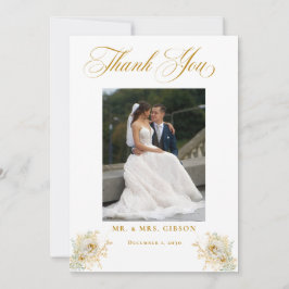 Foto Gold Script Blues Hochzeit Danke Karte