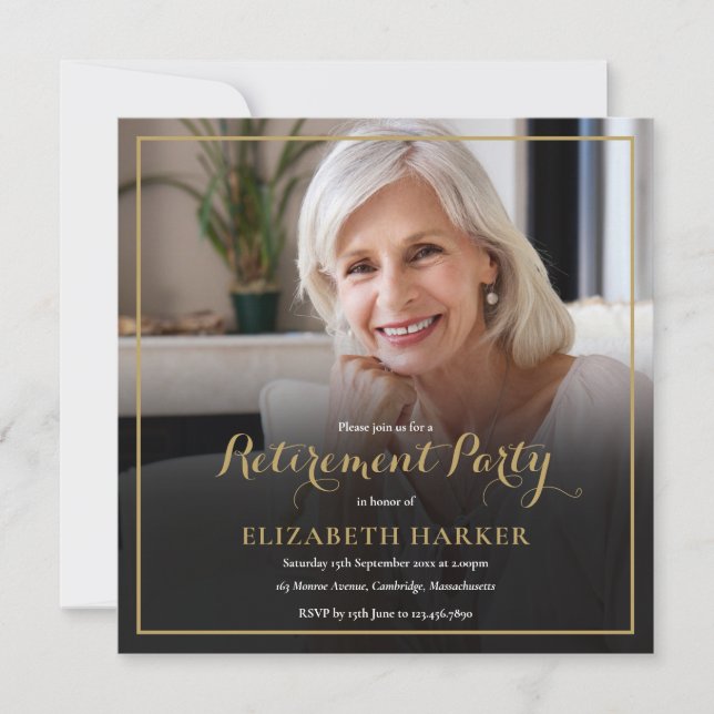 Foto Gold Script Elegantes Party für die Altersvor Einladung (Vorderseite)