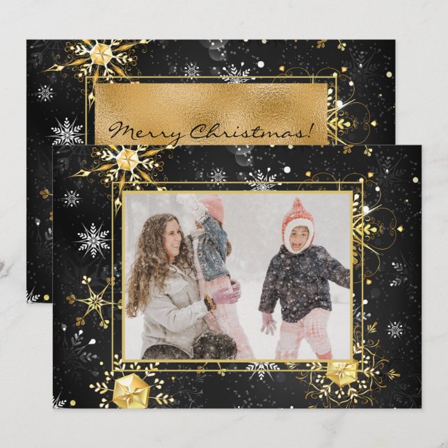 Foto Gold Snowflakes Weihnachten Weihnachten Weihn (Vorne/Hinten)