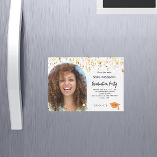 Foto Gold Stars Graduierungsparty Magneteinladung