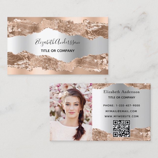 Foto Goldbarren-Aroma-Marmor qr-Code Visitenkarte (Vorne/Hinten)