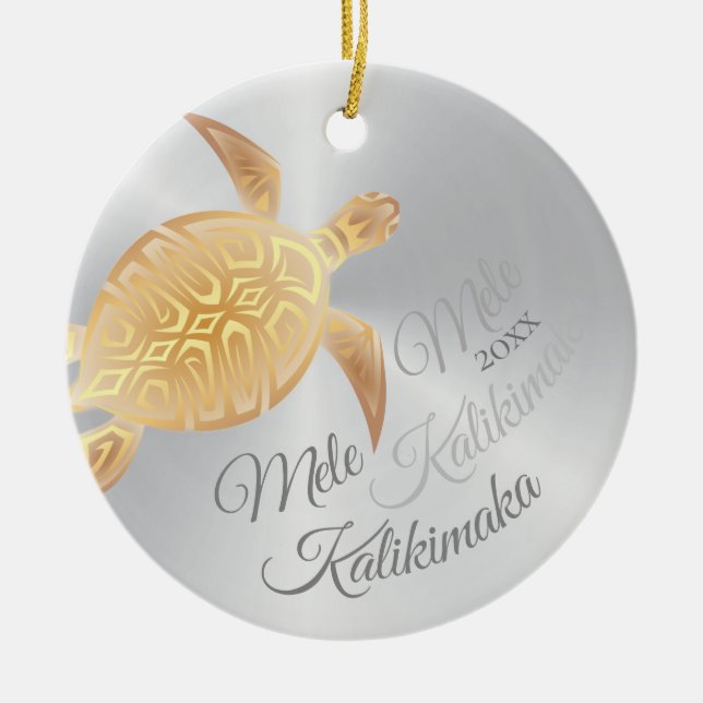 FOTO-Goldschildkröte | Mele Kalikimaka | Keramik Ornament (Vorne)