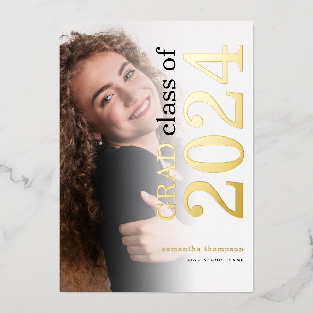 Foto Grad 2024 Gold Real Foil Ankündigung (Vorderseite)