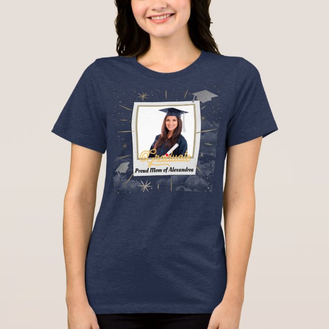 Foto Graduate Abschluss Proud Vater Mama Custom Tri-Blend Shirt (Vorderseite)