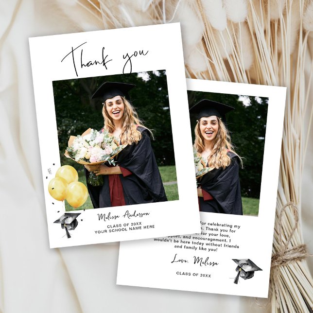 Foto Graduate Balloons Vielen Dank Dankeskarte (Von Creator hochgeladen)