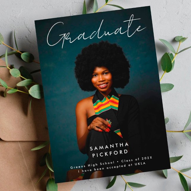 Foto Graduate Editable High School Ankündigung (Von Creator hochgeladen)