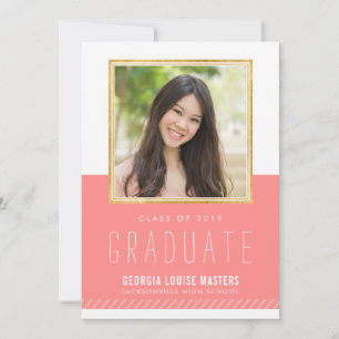 FOTO GRADUATE minimale niedliche Goldrahmen Korall Einladung